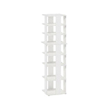 White 8-Tier Vertical Shoe Tower, Free Standing Space Saving Closet Organizer