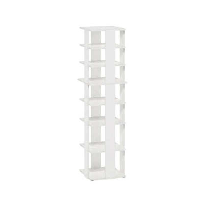 White 8-Tier Vertical Shoe Tower, Free Standing Space Saving Closet Organizer