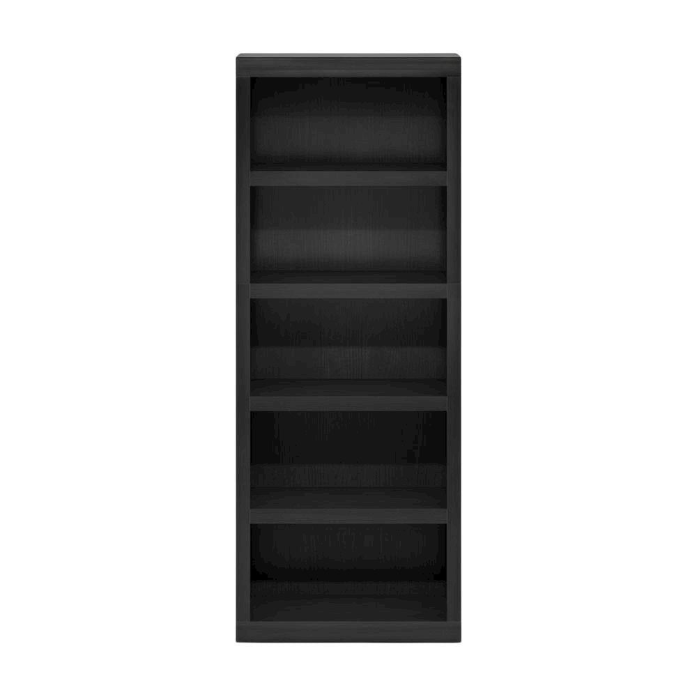 Bookcase in black wood with spacious open shelves for versatile storage