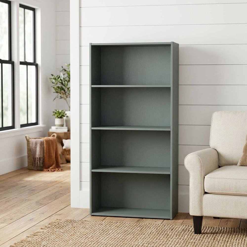 Wooden Bookcase with Engineered Wood Finish for Home Office Storage