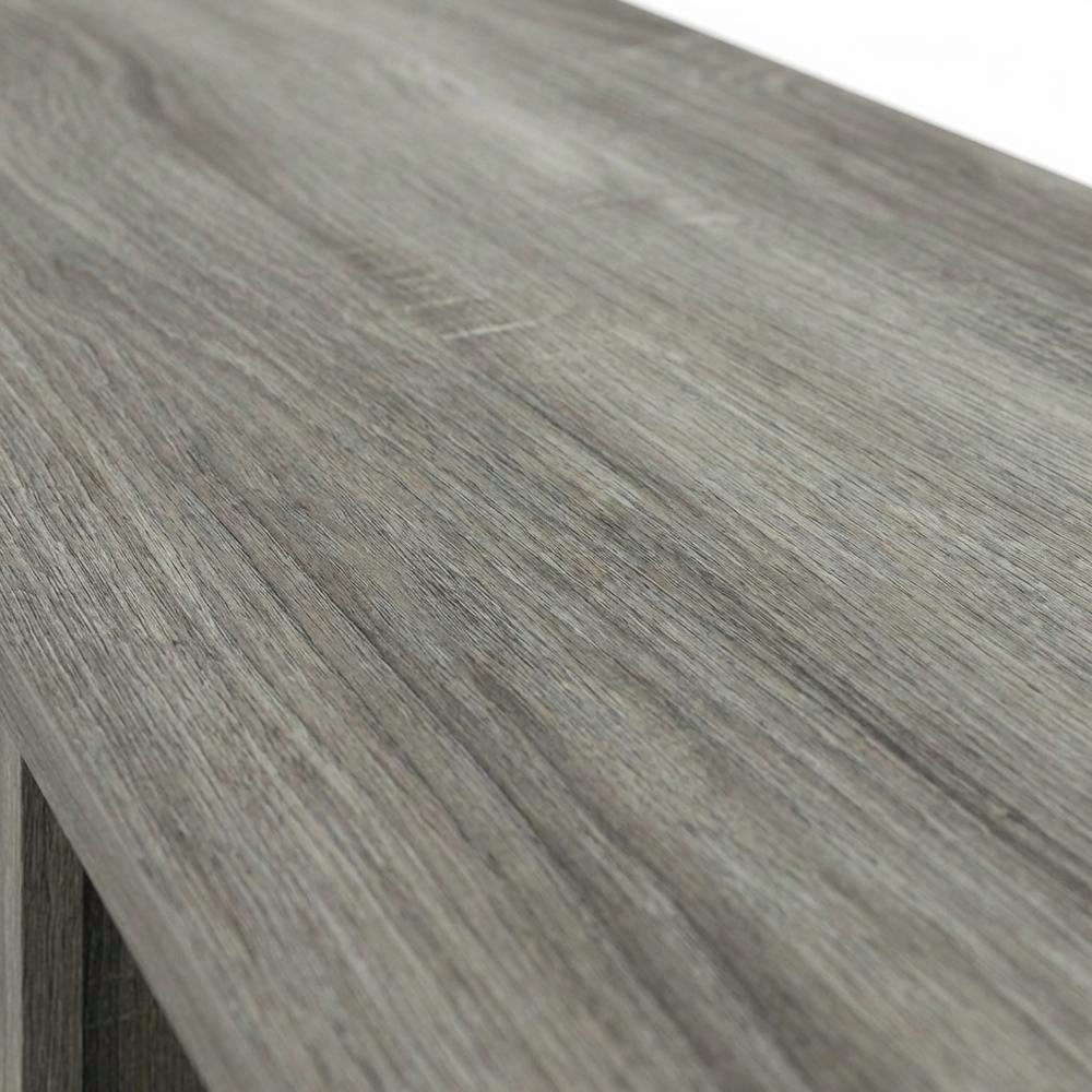 Wood TV Stand with Fireplace and French Oak Grey Finish, Modern Design