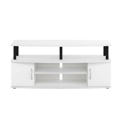 White/Black Large TV Stand with Spacious Storage for Entertainment Centers