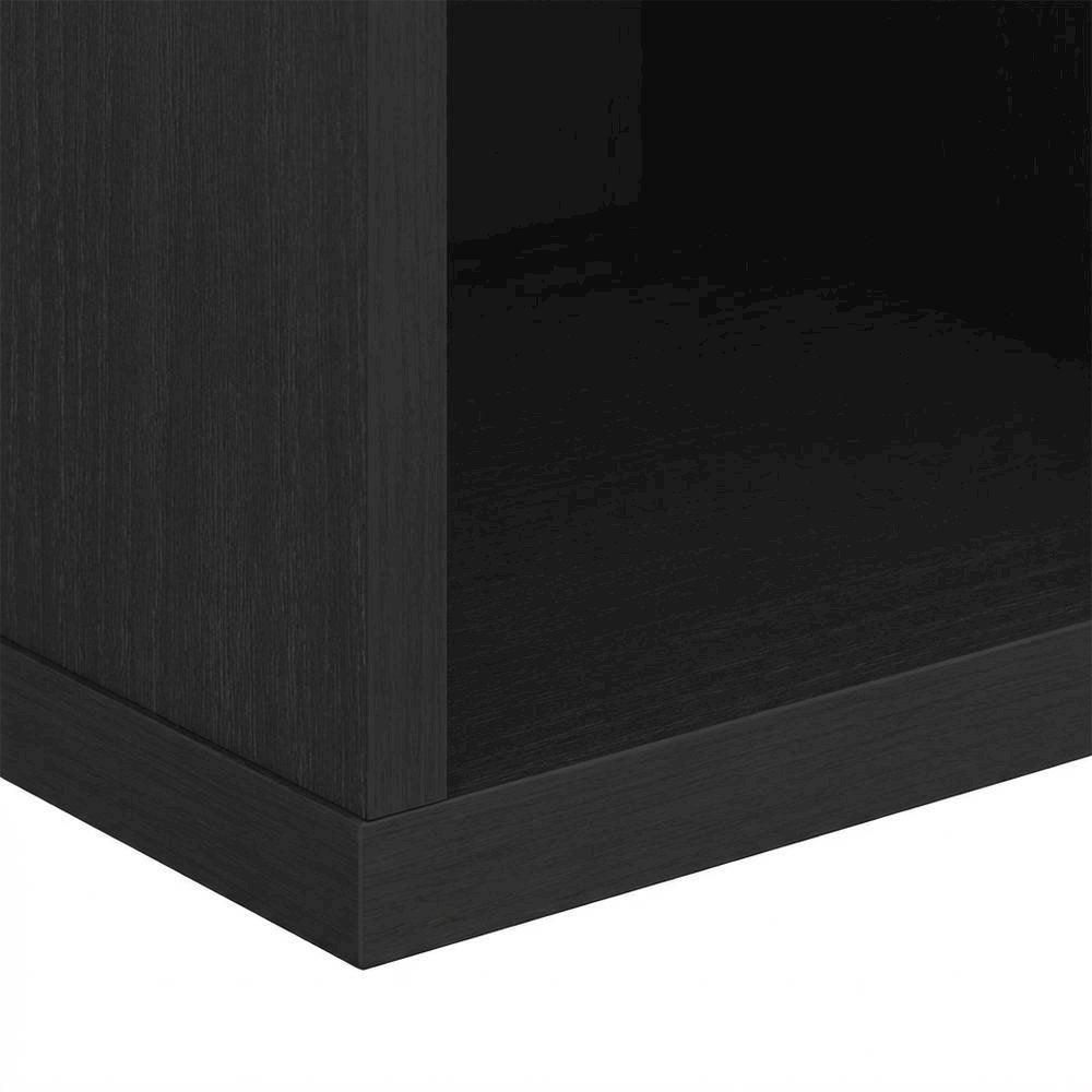 Black wooden bookcase with compact height and modern design, sturdy construction