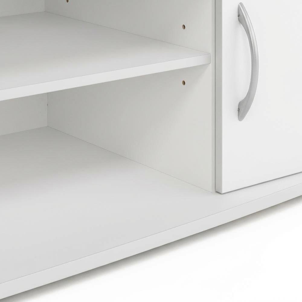 White/Black Large TV Stand with Spacious Storage for Entertainment Centers