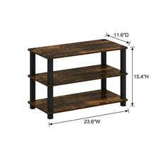Brown 3-Tier Shoe Rack, Amber Composite Wood, PVC Tubes, Tool-Free