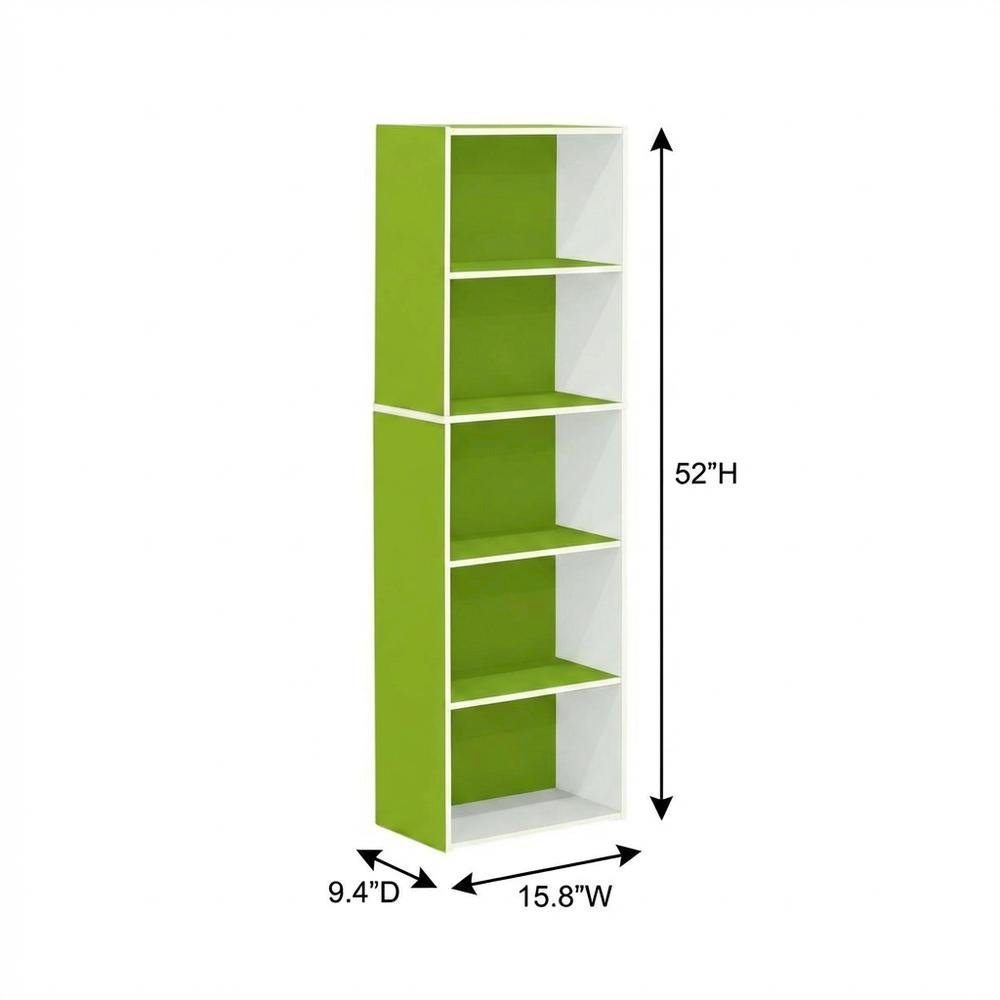 Reversible Color Open Shelf Bookcase, White and Green, Multi-Functional Storage