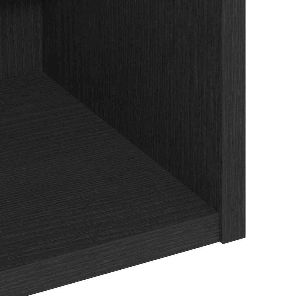 Wooden bookcase in sleek black finish with durable design and versatile storage