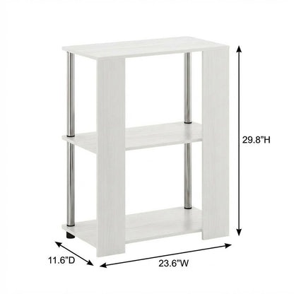 White Oak Bookcase with Modern Chrome Accents for Stylish Storage