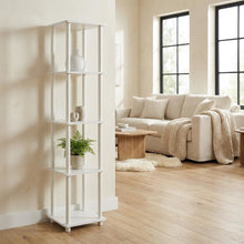 White Wooden Bookcase with Tall Storage and Stylish Finish
