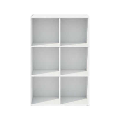White wood bookcase with open shelves and versatile storage