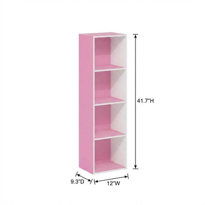 Pink 4-Tier Open Shelf Bookcase with Wood Construction for Storage