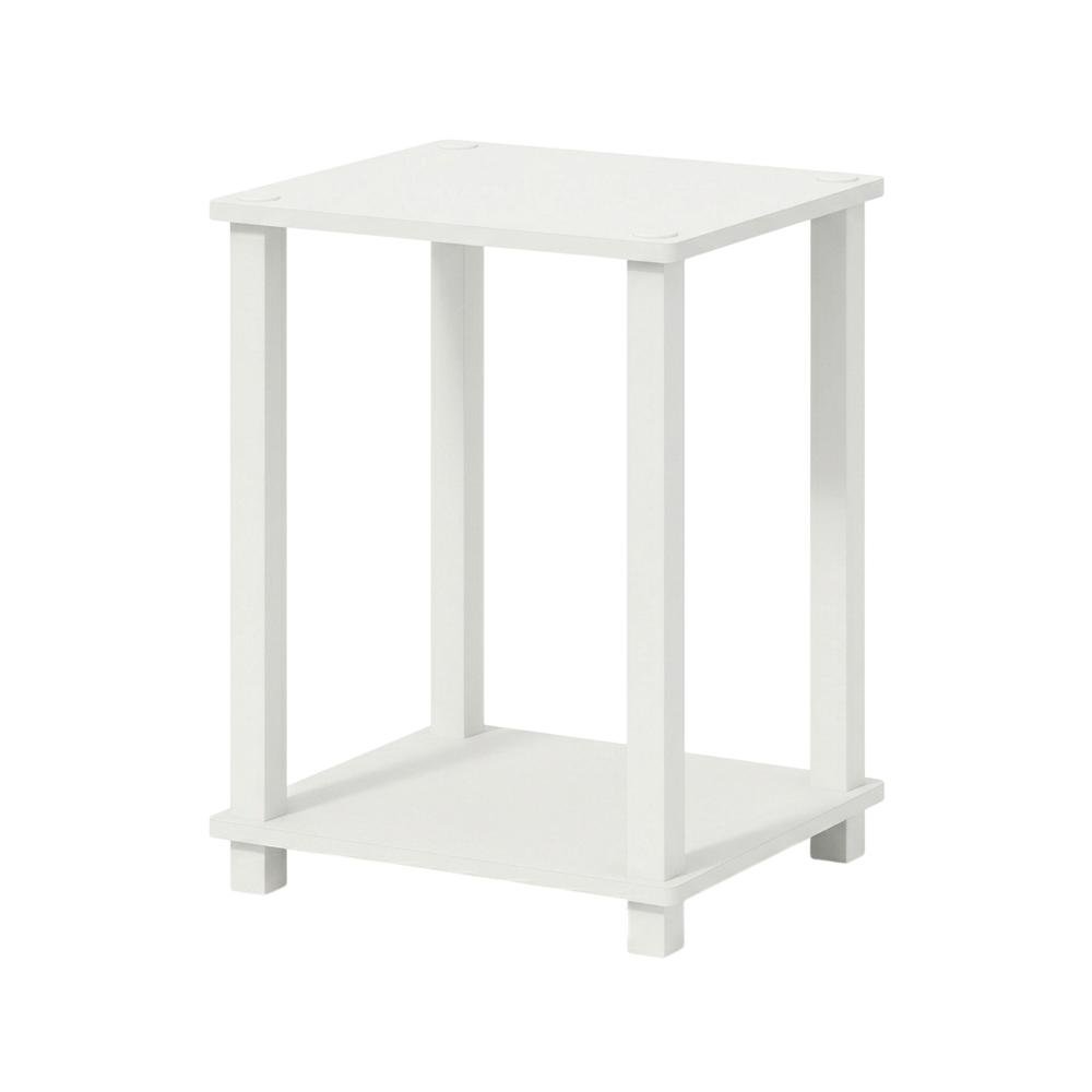 White Nightstand Set with Wooden Finish and Modern Design