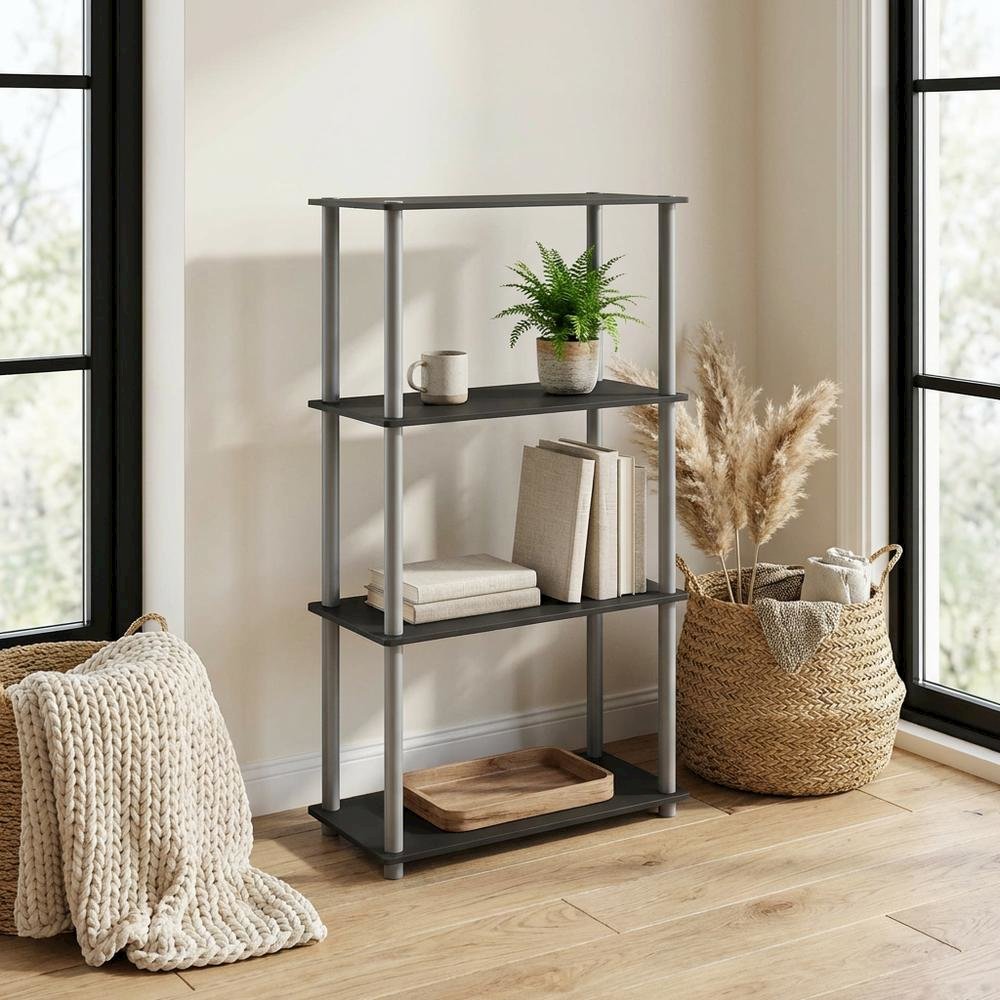 Wooden bookcase with open shelf design for versatile storage