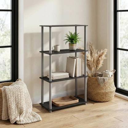 Wooden bookcase with open shelf design for versatile storage
