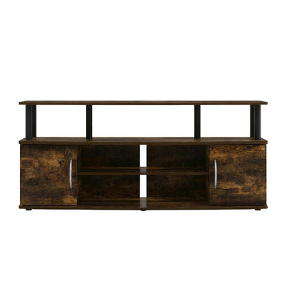 Black Amber Pine Large Entertainment Center with Spacious Storage
