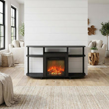 Entertainment Center Stand, Fireplace, TVs up to 55 Inch, Brown Finish