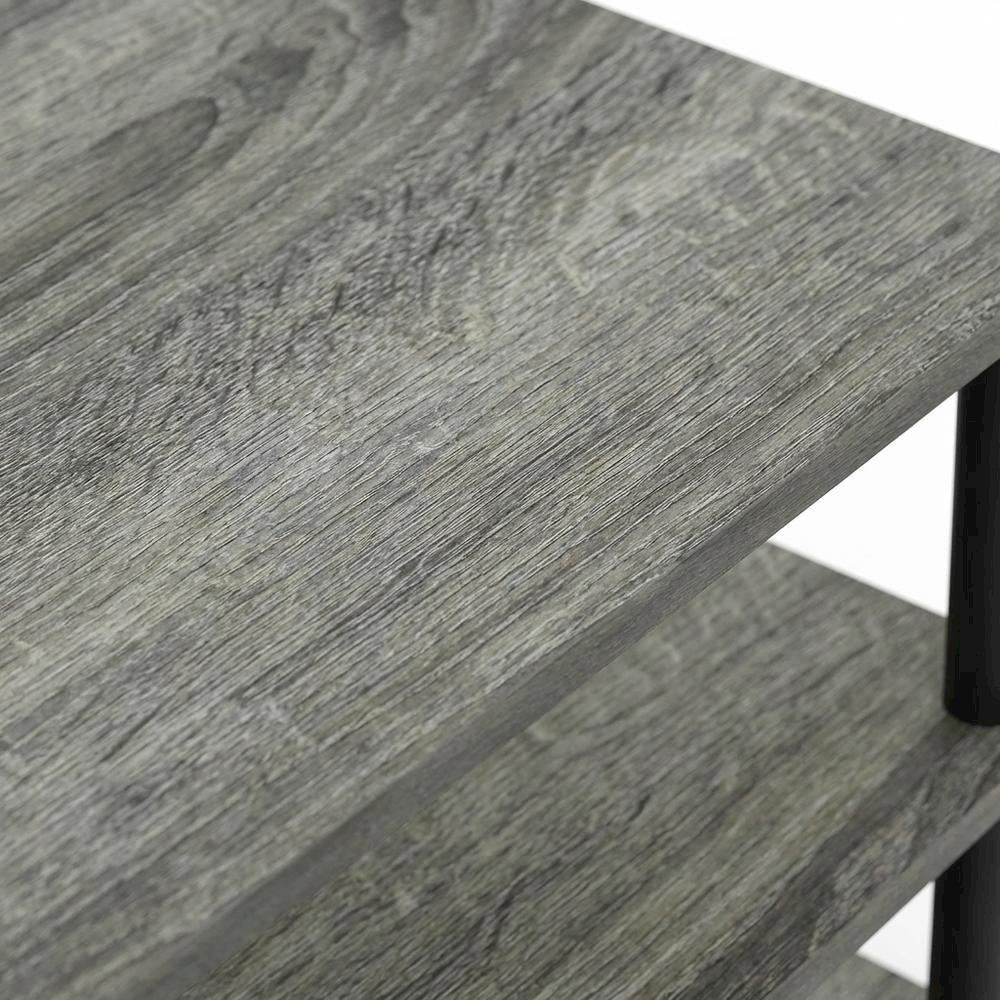 Wooden TV stand, French Oak Grey, Black finish, 4-Tier Storage, Living Room