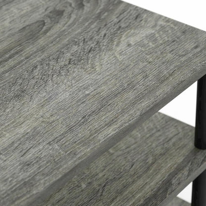Wooden TV stand, French Oak Grey, Black finish, 4-Tier Storage, Living Room