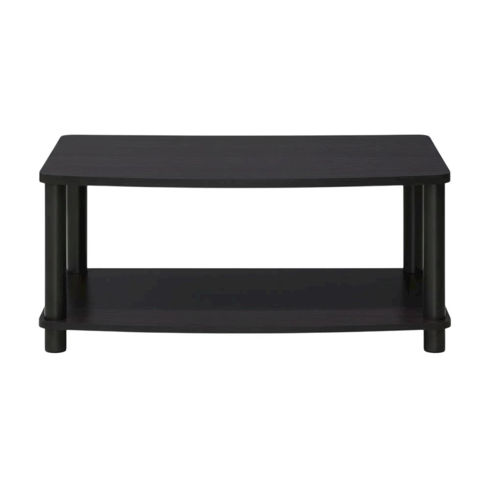 Dark Walnut 2-Tier Elevated TV Stand with No Tools Assembly
