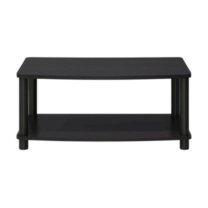 Dark Walnut 2-Tier Elevated TV Stand with No Tools Assembly