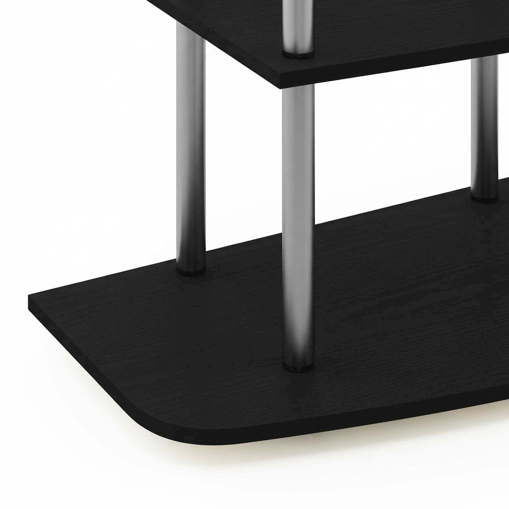 Black Wood TV Stand for up to 46-inch Screens with 4-Tier Storage