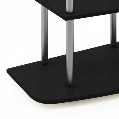 Black Wood TV Stand for up to 46-inch Screens with 4-Tier Storage