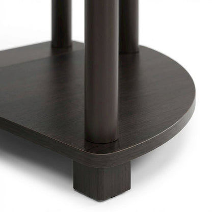 Dark Walnut TV Stand with Wide Shelving and Composite Wood Finish