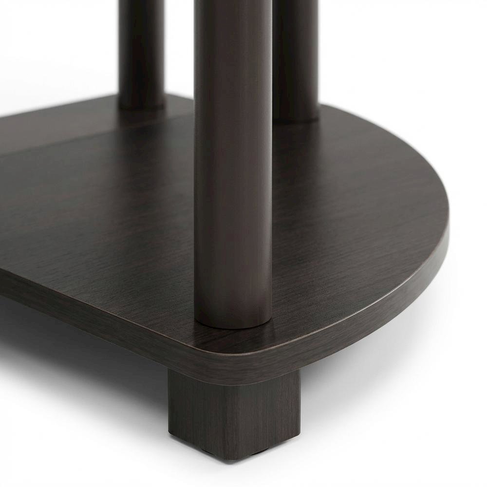 Dark Walnut TV Stand with Wide Shelving and Composite Wood Finish