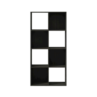 Wooden bookcase with open shelves for home or office storage