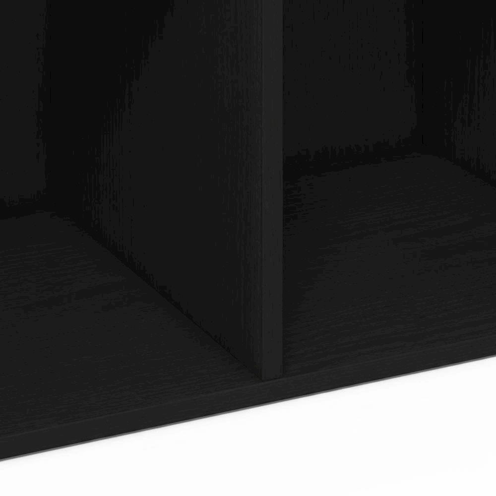 Black 3-Tier Display Bookcase with Wooden Shelves for Living Room or Office