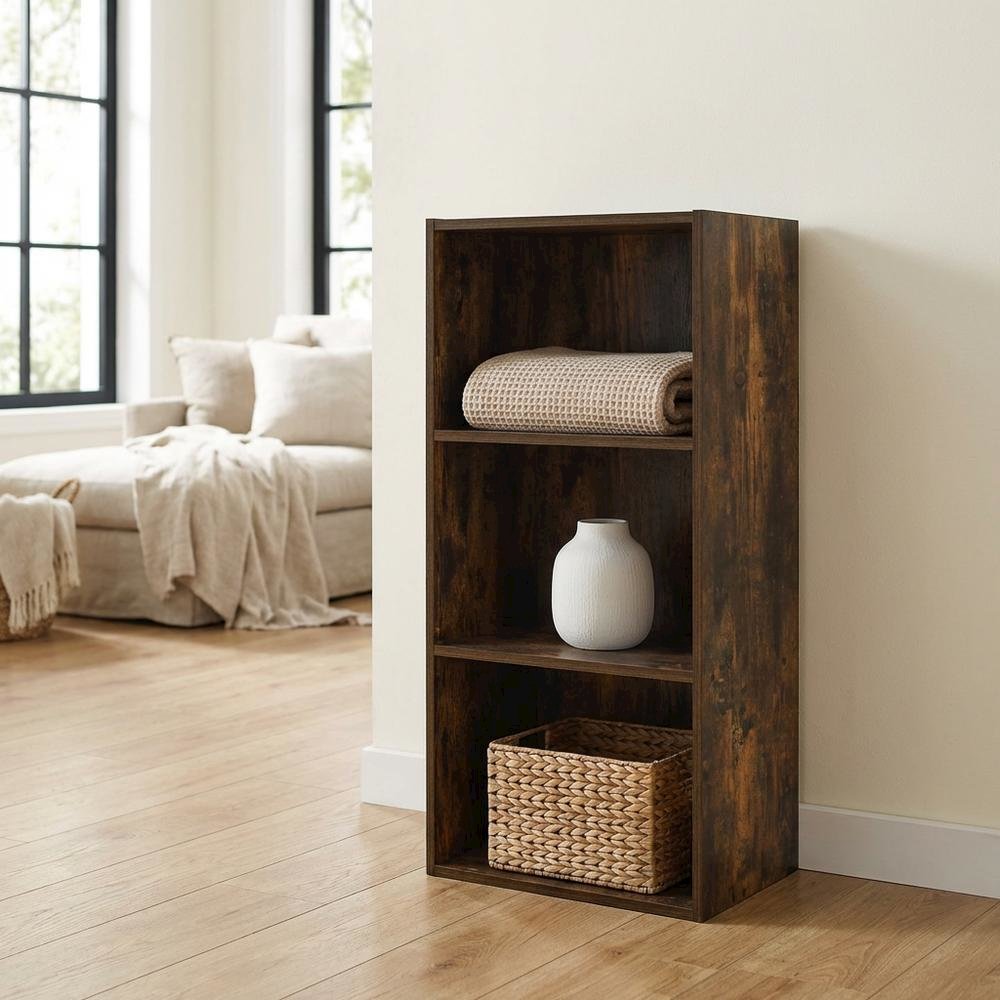 Wooden bookcase with spacious shelf storage for living room or study