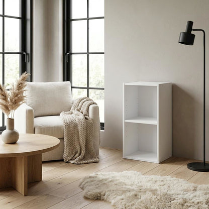 White wood bookcase with compact design and versatile storage solution