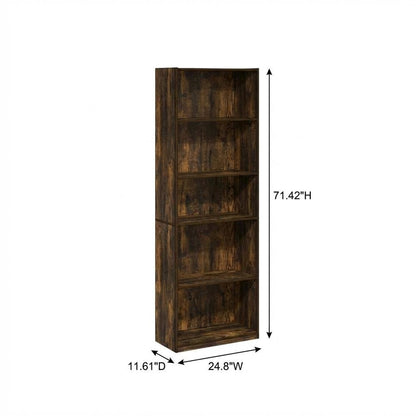 Wood Bookcase with Adjustable Shelves and Modern Design