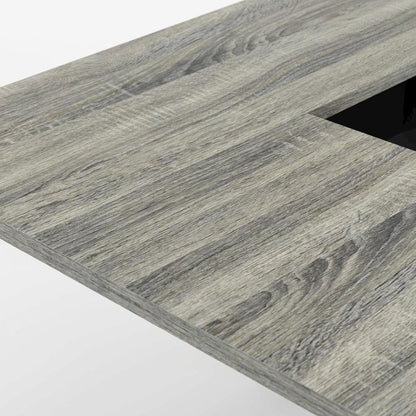 L-Shape Desk with Bookshelf, French Oak Grey/Black, Modern Computer Workstation