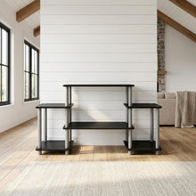 Black/Grey no tools entertainment center with modern design, sturdy construction