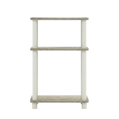 3-Tier End Table in Sonoma Oak and White with Multi-Level Storage