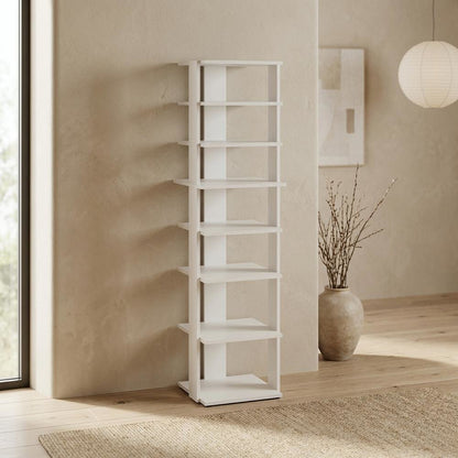White 8-Tier Vertical Shoe Tower, Free Standing Space Saving Closet Organizer