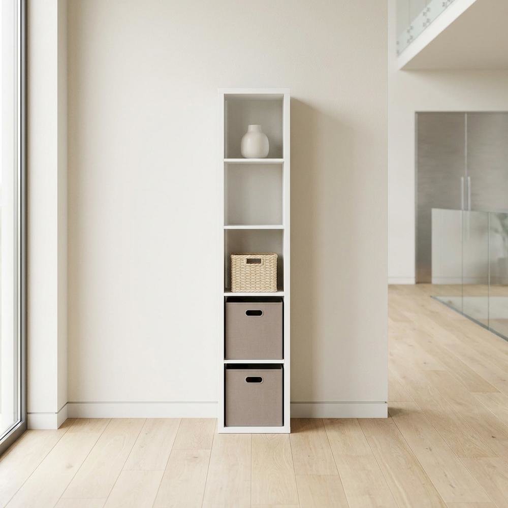 Engineered Wood Tall Bookshelf and Cube Storage Organizer