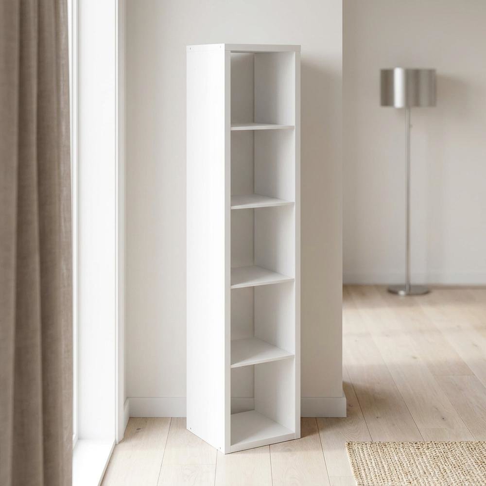 Engineered Wood Tall Bookshelf and Cube Storage Organizer