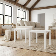 White 2-Piece Square Coffee and Side Table Set with Minimalist Design