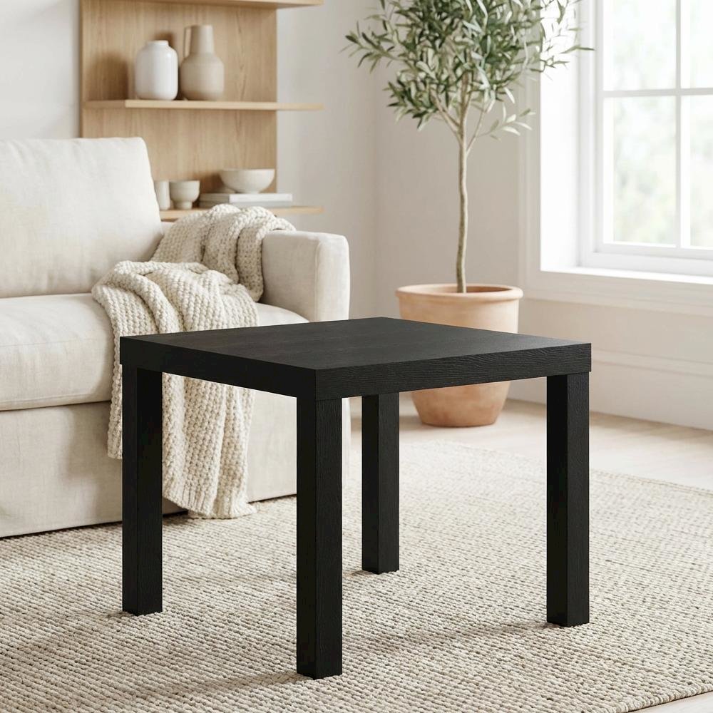 Black Square Coffee Table with Minimalist Design and Lightweight Frame