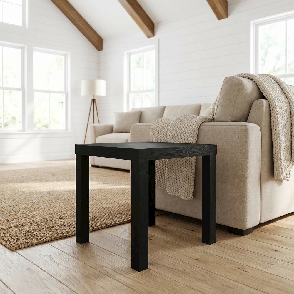 Black Square Coffee Table with Minimalist Design and Lightweight Frame