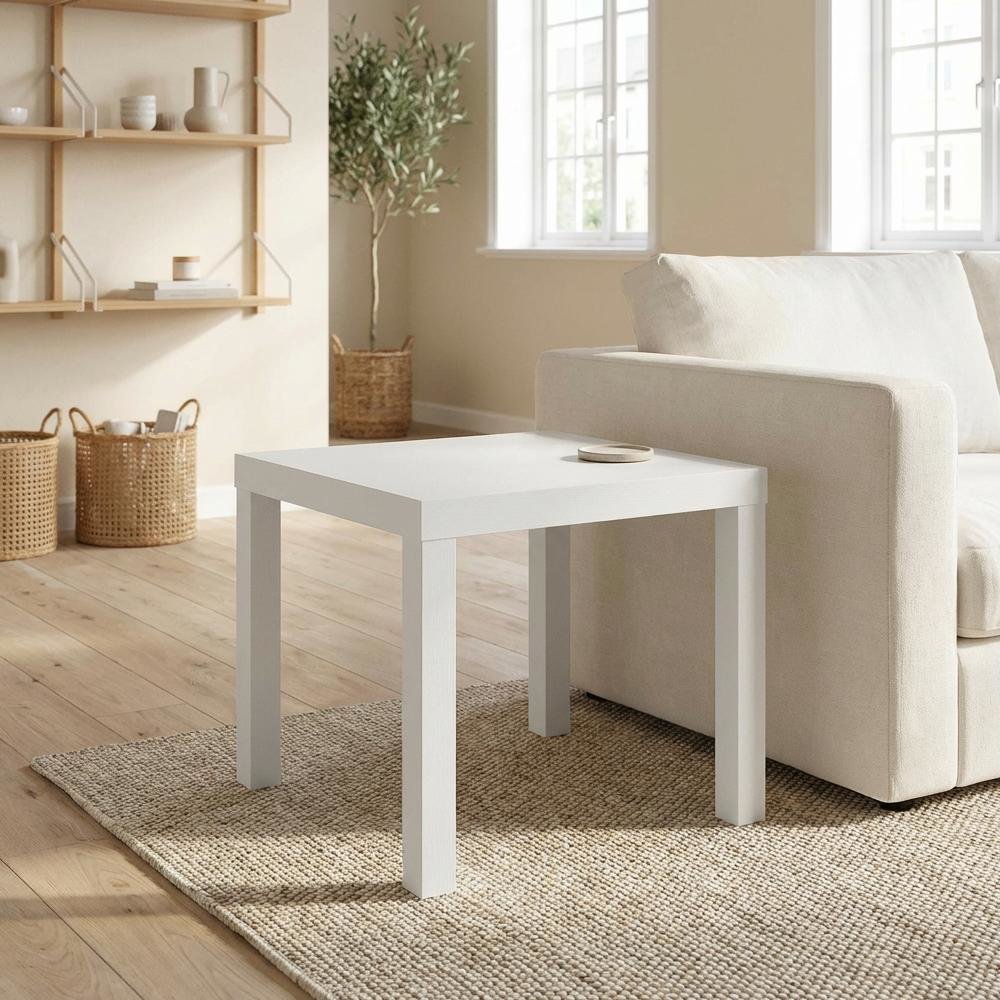 White Square Coffee Table with Minimalist Design and Sturdy Construction