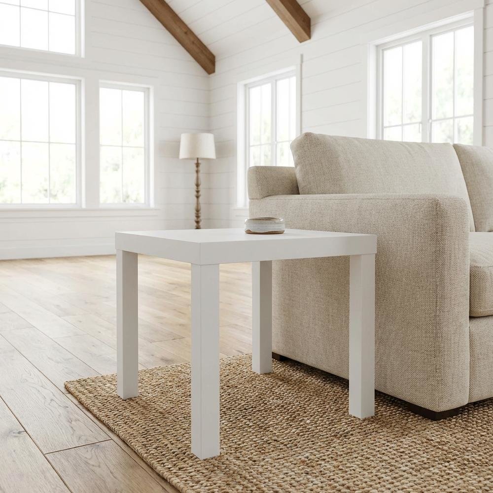White Square Coffee Table with Minimalist Design and Sturdy Construction
