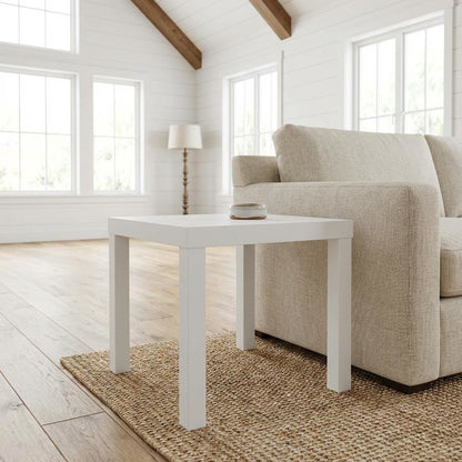 White Square Coffee Table with Minimalist Design and Sturdy Construction