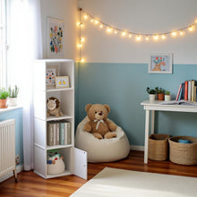 White Wooden Book Shelf with Wooden Shelves and Lower Cabinet for Storage