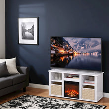 White 55 Inch Fireplace TV Stand with Five Shelves and Elegant Electric Insert
