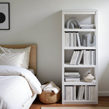 White Wooden Book Shelf with Five-Tier Wooden Shelves for Home or Office