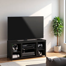 Black 55 Inch TV Stand with Open Shelves and Dual Storage Cabinet Doors