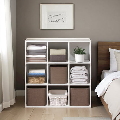 White Engineered Wood 9 Cube Storage Organizer with Modern Storage Cubes